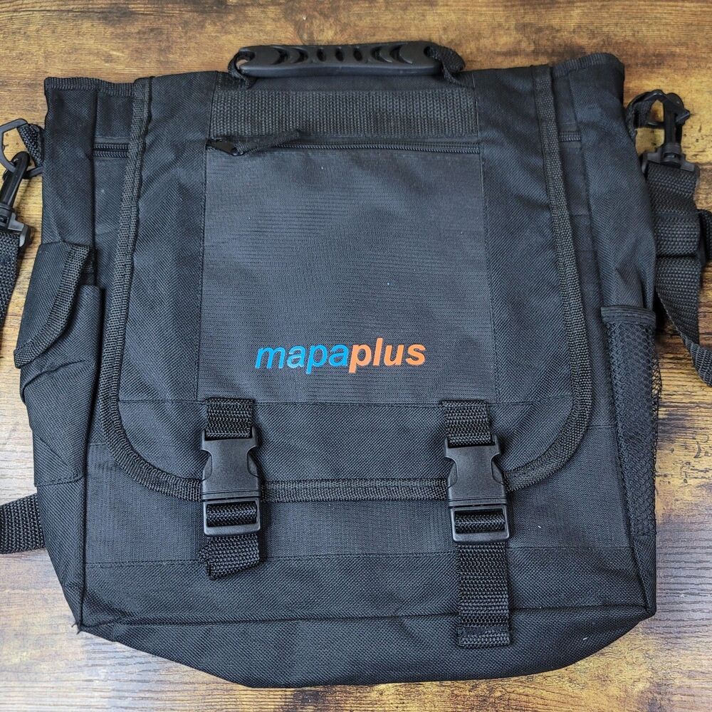 MapaPlus Travel Tours Single Strap Backpack Sling Bag Black 12x12 Messenger EUC